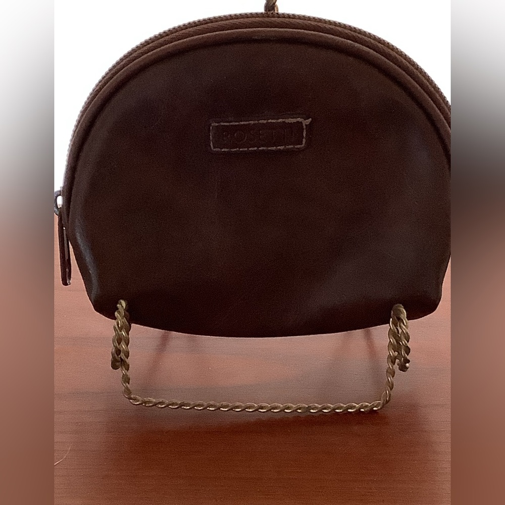 Rosetti Coin purse pouch brown leather 5”x4”